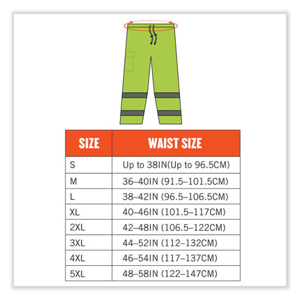 GloWear 8915 Class E Hi-Vis Rain Pants, Large, Lime