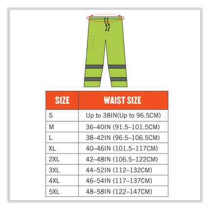 GloWear 8915 Class E Hi-Vis Rain Pants, 2X-Large, Lime