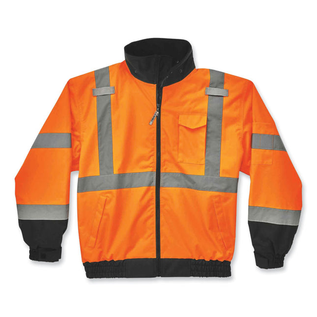 GloWear 8379 Class 3 Hi-Vis Fleece Lined Bomber Jacket, Orange, Medium