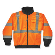 GloWear 8379 Class 3 Hi-Vis Fleece Lined Bomber Jacket, Orange, Large