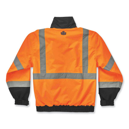 GloWear 8379 Class 3 Hi-Vis Fleece Lined Bomber Jacket, Orange, 3X-Large