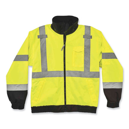 GloWear 8379 Class 3 Hi-Vis Fleece Lined Bomber Jacket, Lime, Small