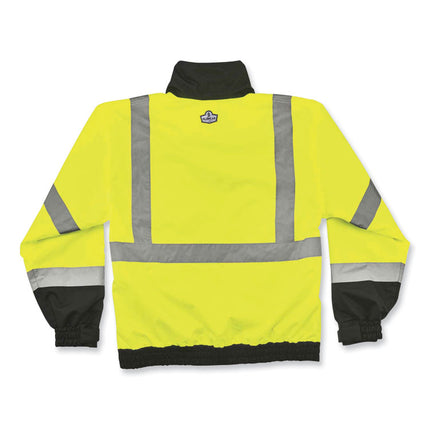 GloWear 8379 Class 3 Hi-Vis Fleece Lined Bomber Jacket, Lime, 2X-Large