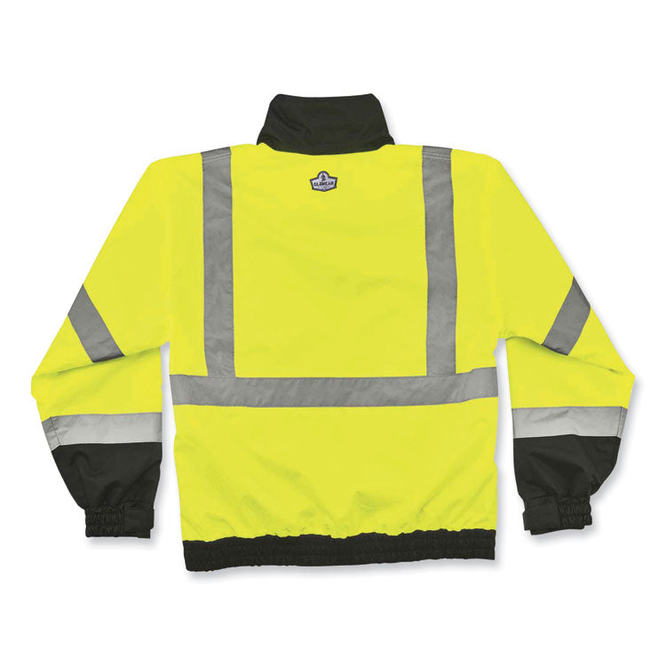 GloWear 8379 Class 3 Hi-Vis Fleece Lined Bomber Jacket, Lime, 2X-Large