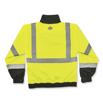 GloWear 8379 Class 3 Hi-Vis Fleece Lined Bomber Jacket, Lime, 4X-Large