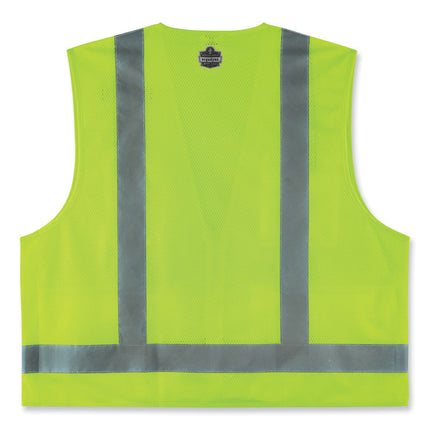 GloWear 8249Z-S Single Size Class 2 Economy Surveyors Zipper Vest, Polyester, Medium, Lime