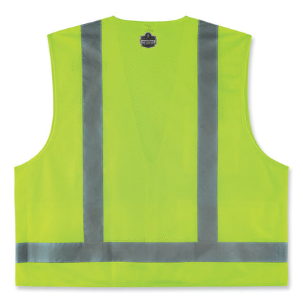 GloWear 8249Z-S Single Size Class 2 Economy Surveyors Zipper Vest, Polyester, Large, Lime