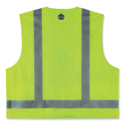GloWear 8249Z-S Single Size Class 2 Economy Surveyors Zipper Vest, Polyester, 5X-Large, Lime
