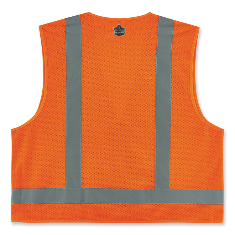 GloWear 8249Z-S Single Size Class 2 Economy Surveyors Zipper Vest, Polyester, Small, Orange
