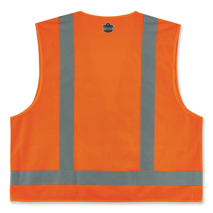 GloWear 8249Z-S Single Size Class 2 Economy Surveyors Zipper Vest, Polyester, X-Large, Orange