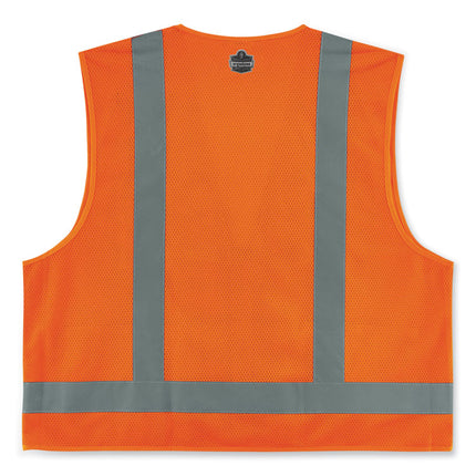 GloWear 8249Z-S Single Size Class 2 Economy Surveyors Zipper Vest, Polyester, 2X-Large, Orange
