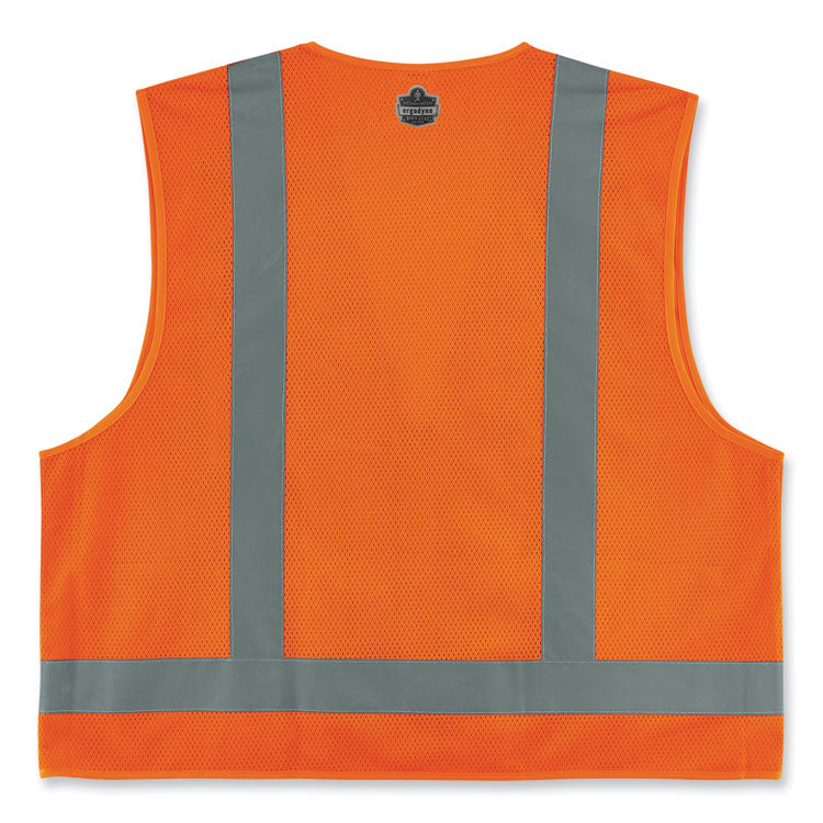 GloWear 8249Z-S Single Size Class 2 Economy Surveyors Zipper Vest, Polyester, 4X-Large, Orange
