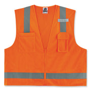 GloWear 8249Z-S Single Size Class 2 Economy Surveyors Zipper Vest, Polyester, 4X-Large, Orange