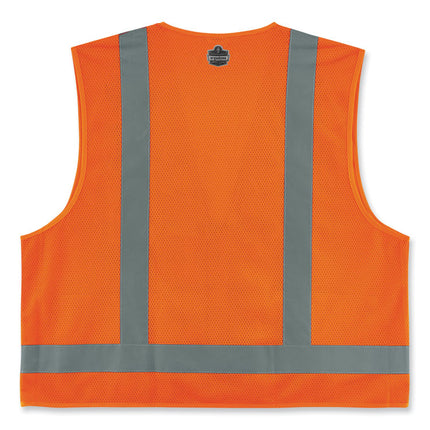 GloWear 8249Z-S Single Size Class 2 Economy Surveyors Zipper Vest, Polyester, 5X-Large, Orange