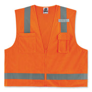 GloWear 8249Z-S Single Size Class 2 Economy Surveyors Zipper Vest, Polyester, 5X-Large, Orange