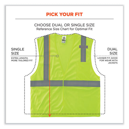 GloWear 8210HL-S Single Size Class 2 Economy Mesh Vest, Polyester, Medium, Lime