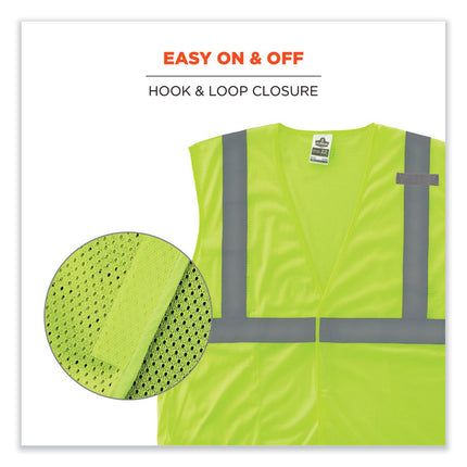 GloWear 8210HL-S Single Size Class 2 Economy Mesh Vest, Polyester, X-Large, Lime