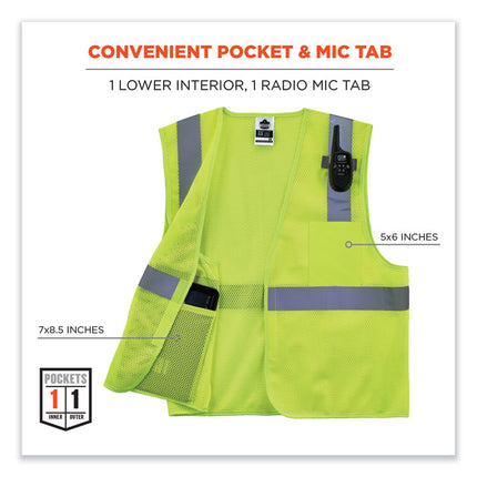 GloWear 8210HL-S Single Size Class 2 Economy Mesh Vest, Polyester, 2X-Large, Lime