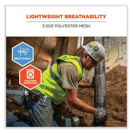 GloWear 8210HL-S Single Size Class 2 Economy Mesh Vest, Polyester, 2X-Large, Lime