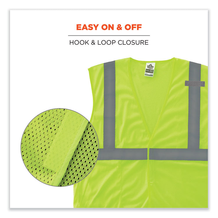 GloWear 8210HL-S Single Size Class 2 Economy Mesh Vest, Polyester, 2X-Large, Lime