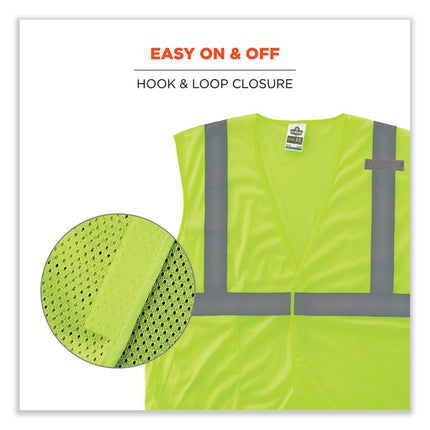 GloWear 8210HL-S Single Size Class 2 Economy Mesh Vest, Polyester, 3X-Large, Lime
