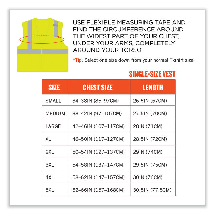 GloWear 8210HL-S Single Size Class 2 Economy Mesh Vest, Polyester, 3X-Large, Lime
