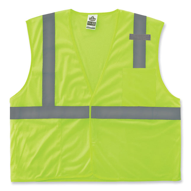 GloWear 8210HL-S Single Size Class 2 Economy Mesh Vest, Polyester, 4X-Large, Lime
