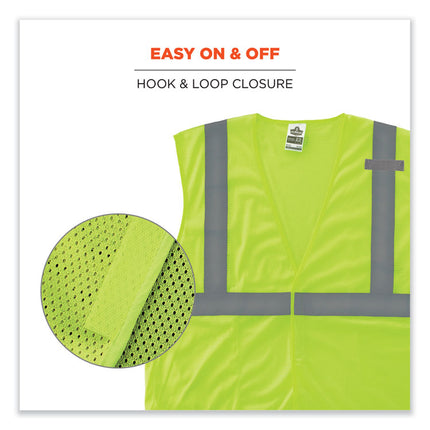 GloWear 8210HL-S Single Size Class 2 Economy Mesh Vest, Polyester, 5X-Large, Lime