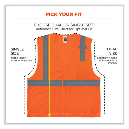 GloWear 8210HL-S Single Size Class 2 Economy Mesh Vest, Polyester, Small, Orange
