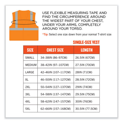 GloWear 8210HL-S Single Size Class 2 Economy Mesh Vest, Polyester, X-Large, Orange