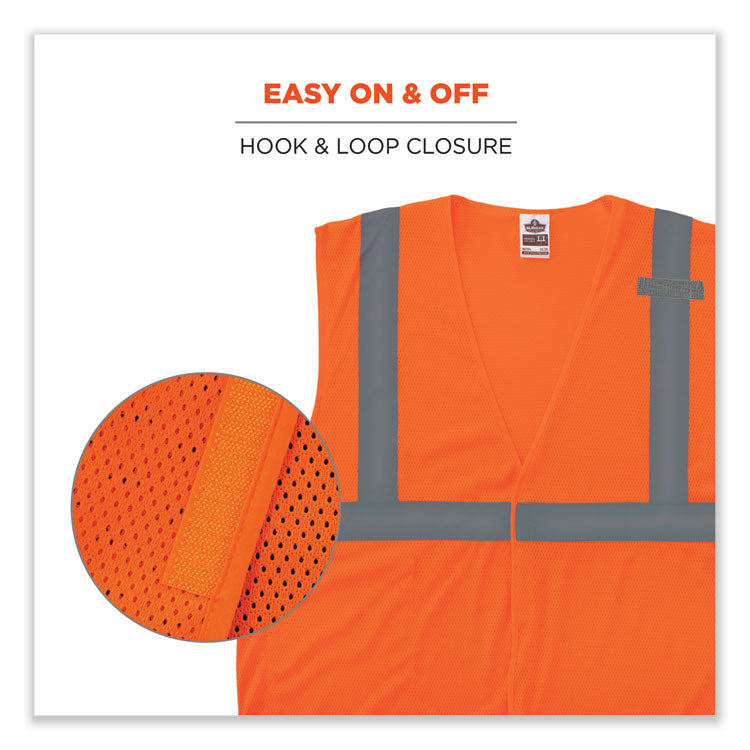 GloWear 8210HL-S Single Size Class 2 Economy Mesh Vest, Polyester, 2X-Large, Orange