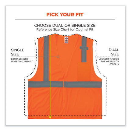 GloWear 8210HL-S Single Size Class 2 Economy Mesh Vest, Polyester, 2X-Large, Orange