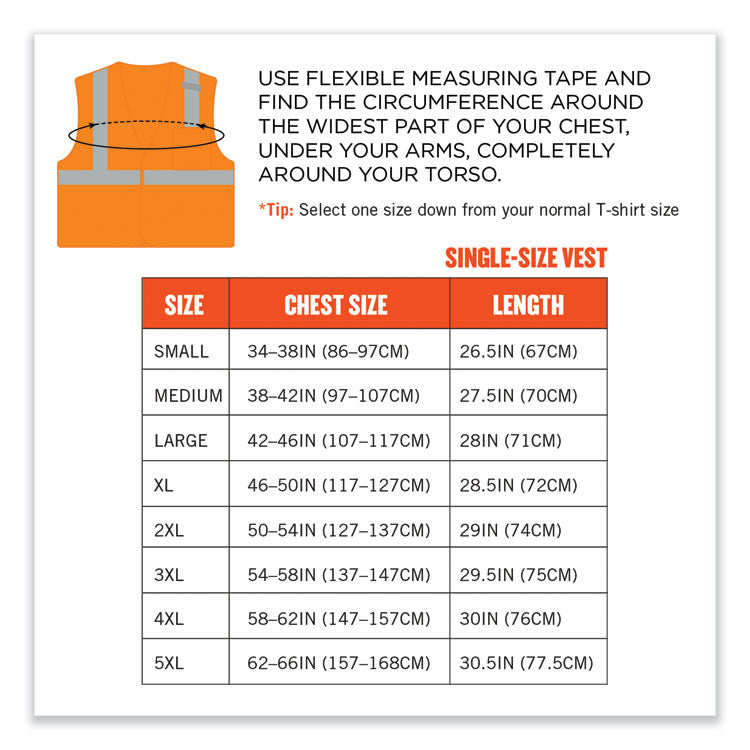 GloWear 8210HL-S Single Size Class 2 Economy Mesh Vest, Polyester, 2X-Large, Orange