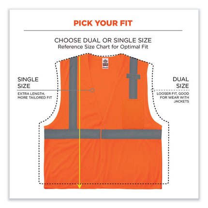 GloWear 8210HL-S Single Size Class 2 Economy Mesh Vest, Polyester, 4X-Large, Orange
