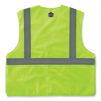 GloWear 8215BA-S Single Size Class 2 Economy Breakaway Mesh Vest, Polyester, Small, Lime