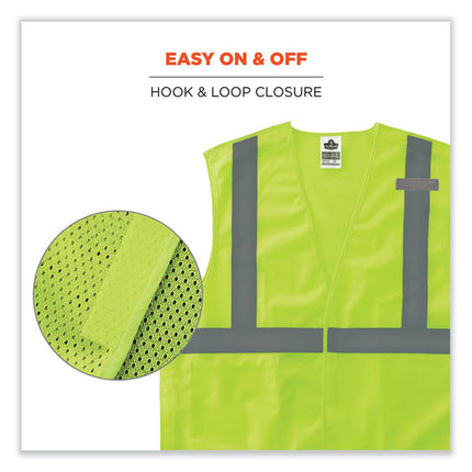 GloWear 8215BA-S Single Size Class 2 Economy Breakaway Mesh Vest, Polyester, Medium, Lime