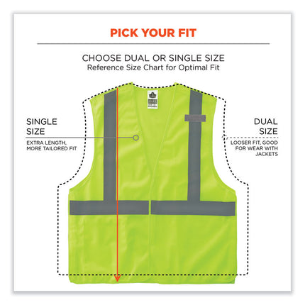 GloWear 8215BA-S Single Size Class 2 Economy Breakaway Mesh Vest, Polyester, Medium, Lime