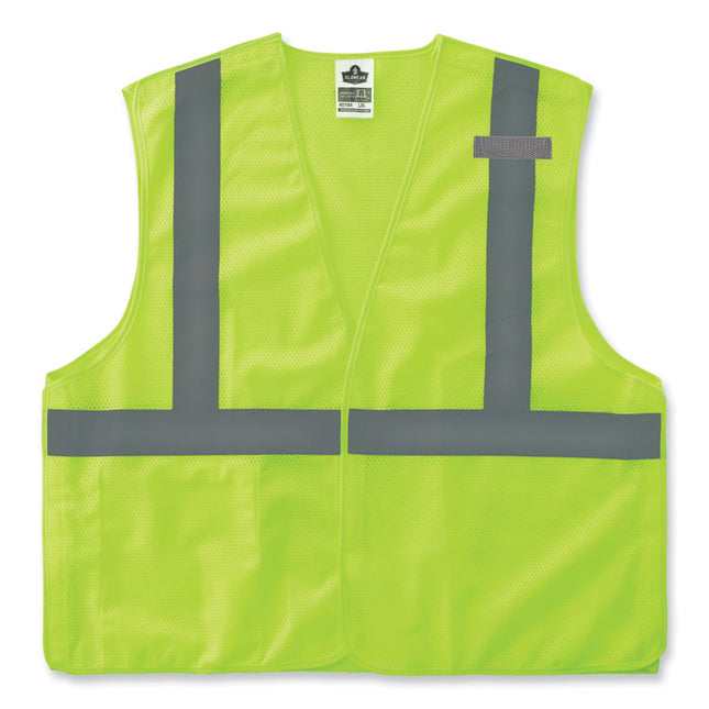 GloWear 8215BA-S Single Size Class 2 Economy Breakaway Mesh Vest, Polyester, Medium, Lime