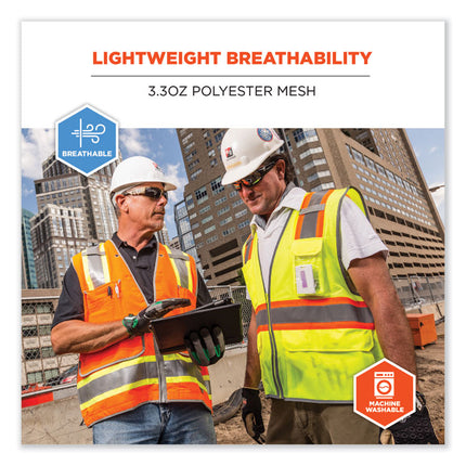 GloWear 8246Z-S Single Size Class 2 Two-Tone Mesh Vest, Polyester, 5X-Large, Orange