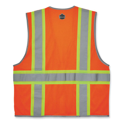 GloWear 8246Z-S Single Size Class 2 Two-Tone Mesh Vest, Polyester, 5X-Large, Orange