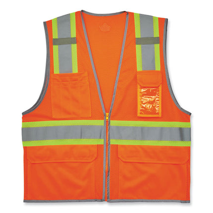 GloWear 8246Z-S Single Size Class 2 Two-Tone Mesh Vest, Polyester, 4X-Large, Orange