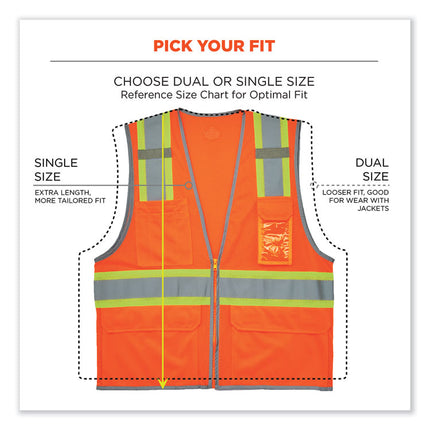 GloWear 8246Z-S Single Size Class 2 Two-Tone Mesh Vest, Polyester, 4X-Large, Orange