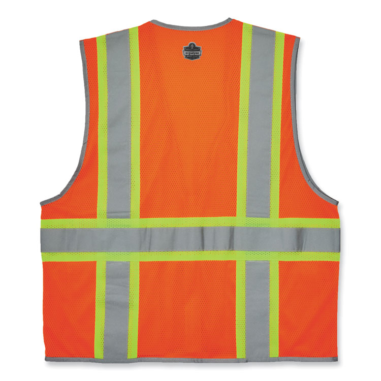 GloWear 8246Z-S Single Size Class 2 Two-Tone Mesh Vest, Polyester, 4X-Large, Orange