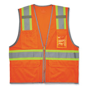 GloWear 8246Z-S Single Size Class 2 Two-Tone Mesh Vest, Polyester, 3X-Large, Orange
