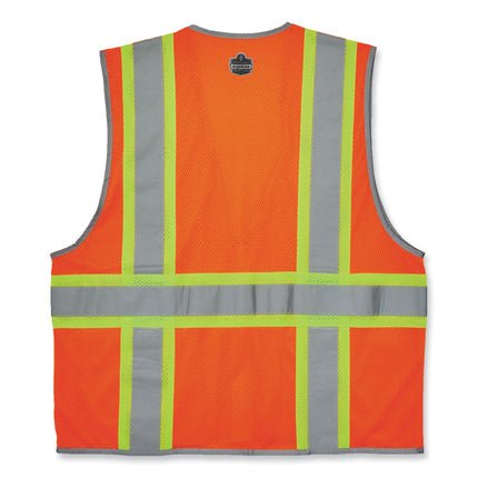 GloWear 8246Z-S Single Size Class 2 Two-Tone Mesh Vest, Polyester, X-Large, Orange