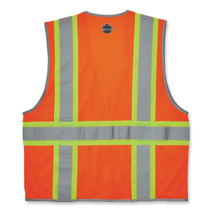GloWear 8246Z-S Single Size Class 2 Two-Tone Mesh Vest, Polyester, Large, Orange
