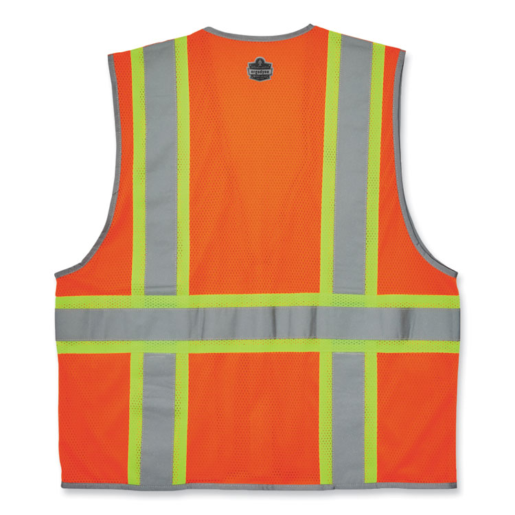GloWear 8246Z-S Single Size Class 2 Two-Tone Mesh Vest, Polyester, Large, Orange