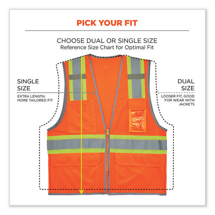 GloWear 8246Z-S Single Size Class 2 Two-Tone Mesh Vest, Polyester, Small, Orange