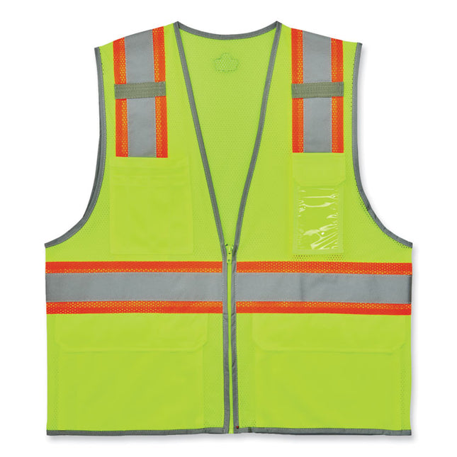 GloWear 8246Z-S Single Size Class 2 Two-Tone Mesh Vest, Polyester, 5X-Large, Lime