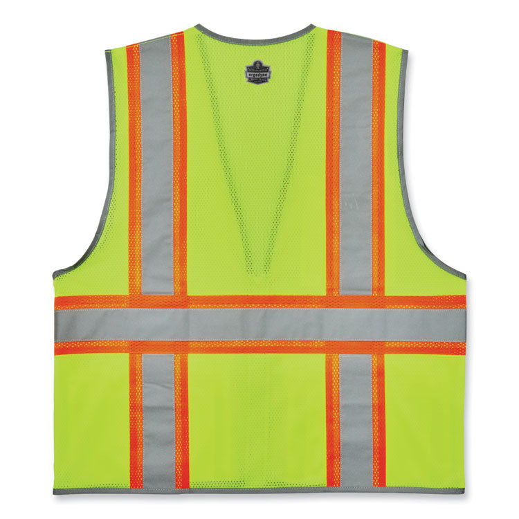 GloWear 8246Z-S Single Size Class 2 Two-Tone Mesh Vest, Polyester, 5X-Large, Lime